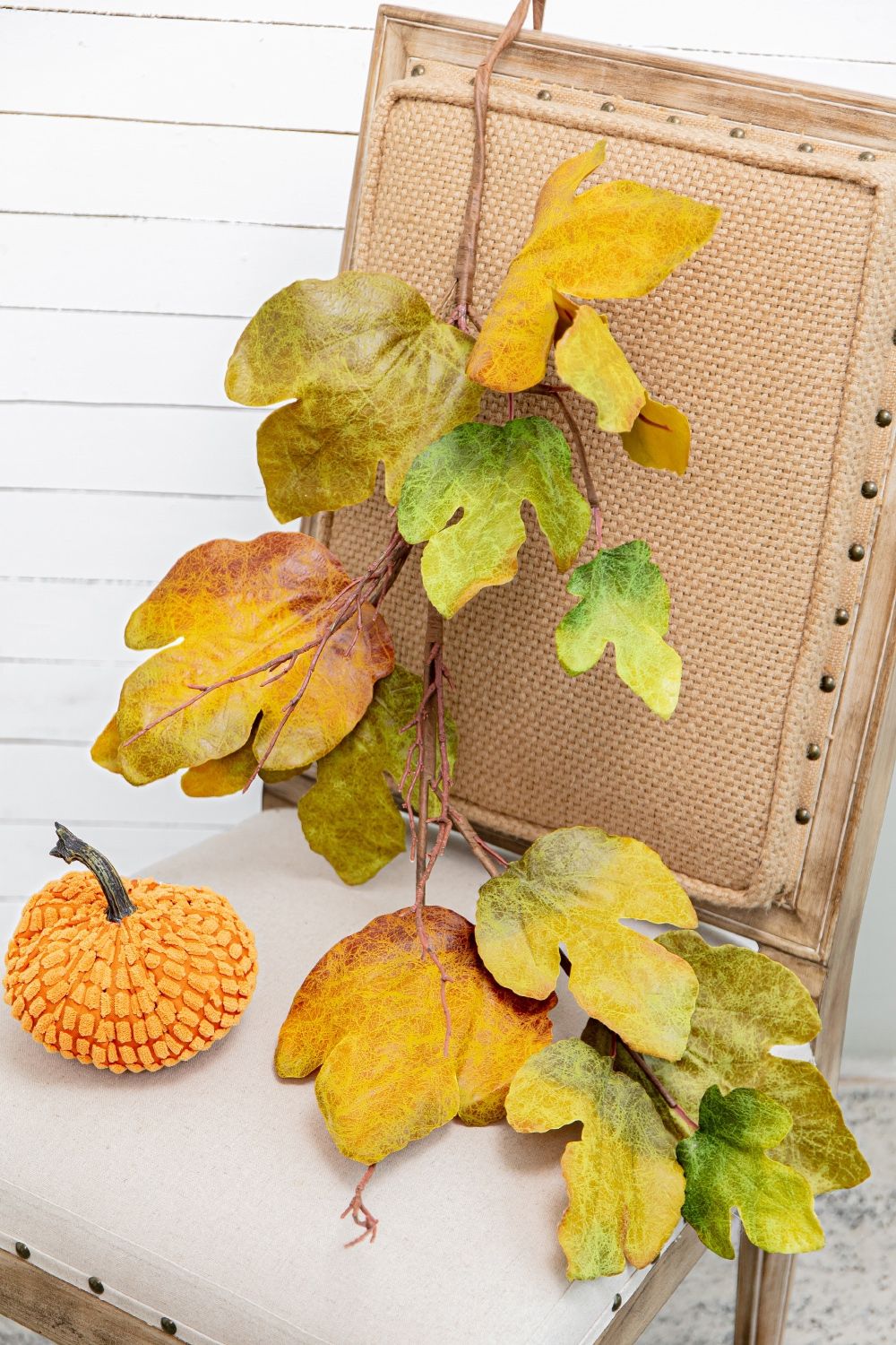 Maple Leaf Spray Green & Mustard, Botanicals Decor For Harvest Festival Fall Festival & Thanksgiving Table Decorations (Set of 12) - Green / Mustard