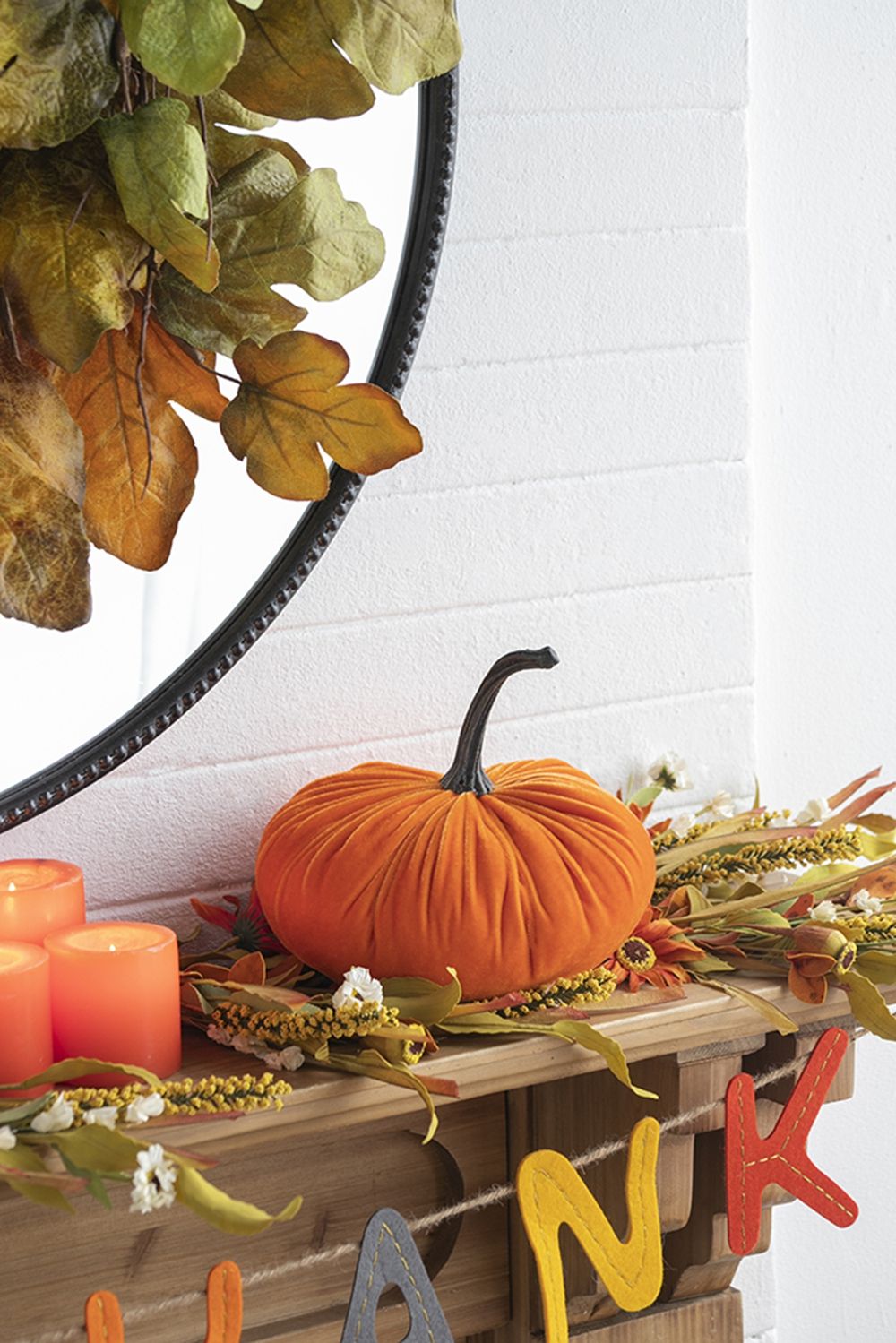 Velvet Weighted Pumpkin Ornament Decor For Holiday Harvest Festival Fall Festival & Thanksgiving (Set of 2) - Orange