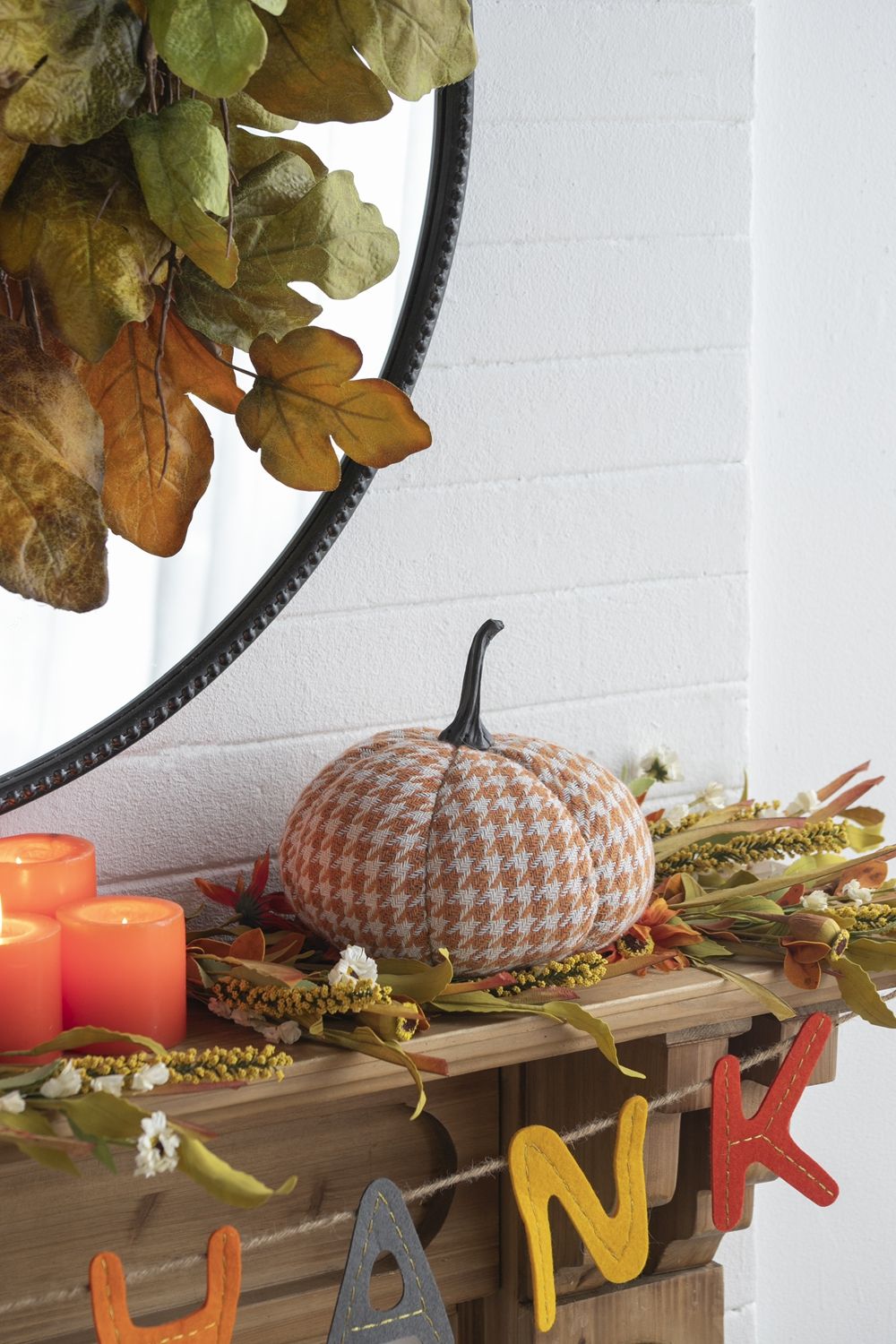 Pumpkin Ornament Decor For Holiday Harvest Festival Fall Festival & Thanksgiving (Set of 2) - Orange / White