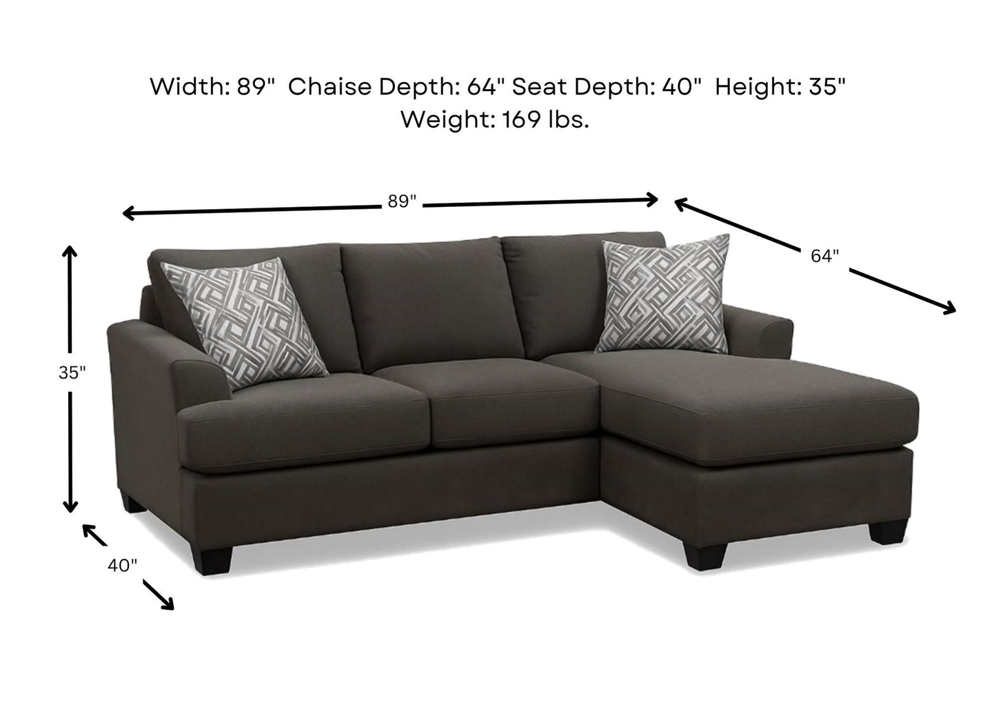 Austin Grey Sofa Chaise