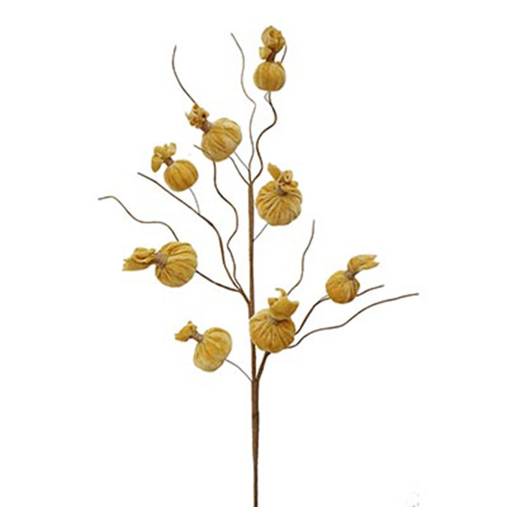Pumpkin Spray, Botanicals Decor For Harvest Festival Fall Festival & Thanksgiving Table Decorations (Set of 6) - Yellow