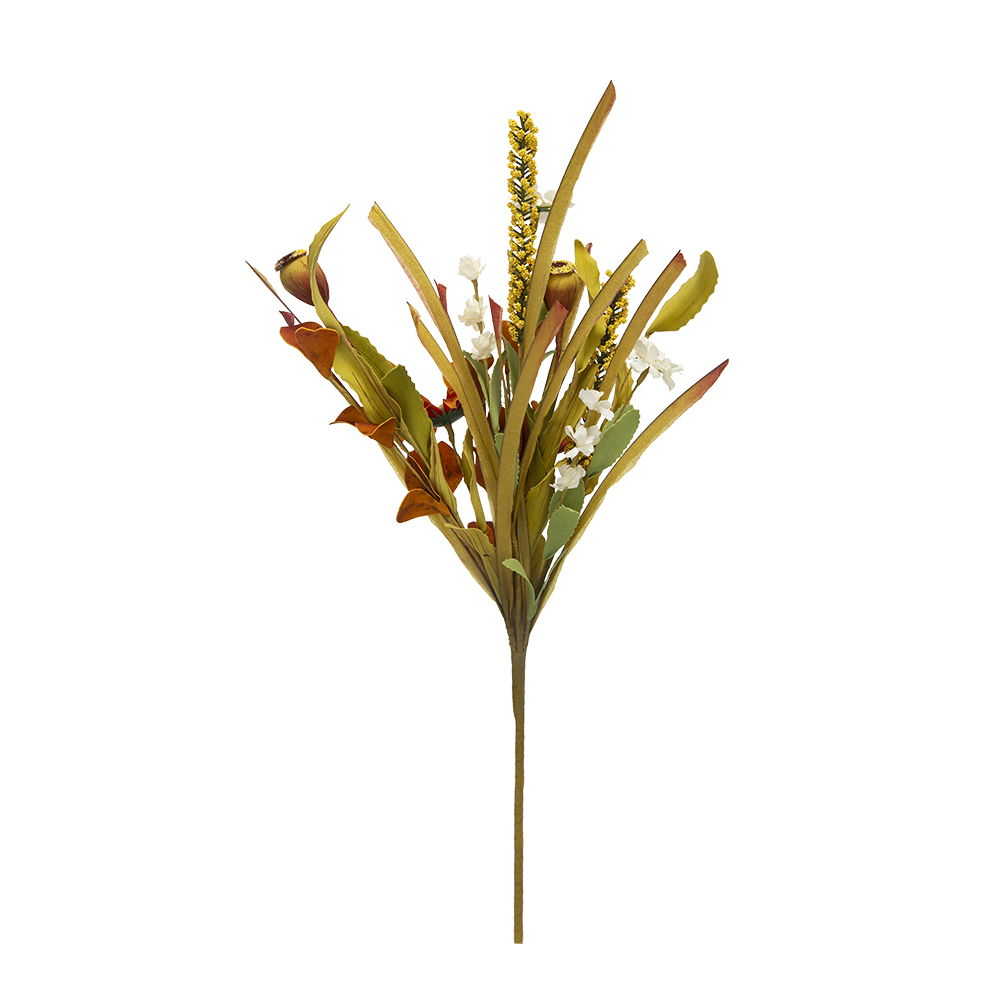 Artificial Flower Picks, Botanicals Decor For Harvest Festival Fall Festival & Thanksgiving Table Decorations (Set of 12) - Green / Orange Multi