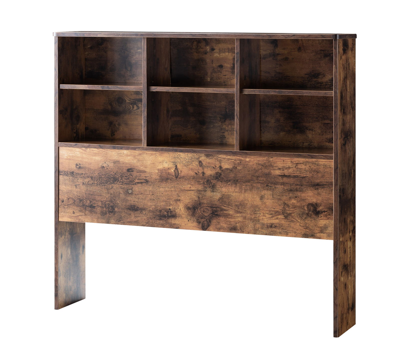 Bookcase Headboard 6 Shelves 3 Shelves Adjustable Top Panel Rounded Corners