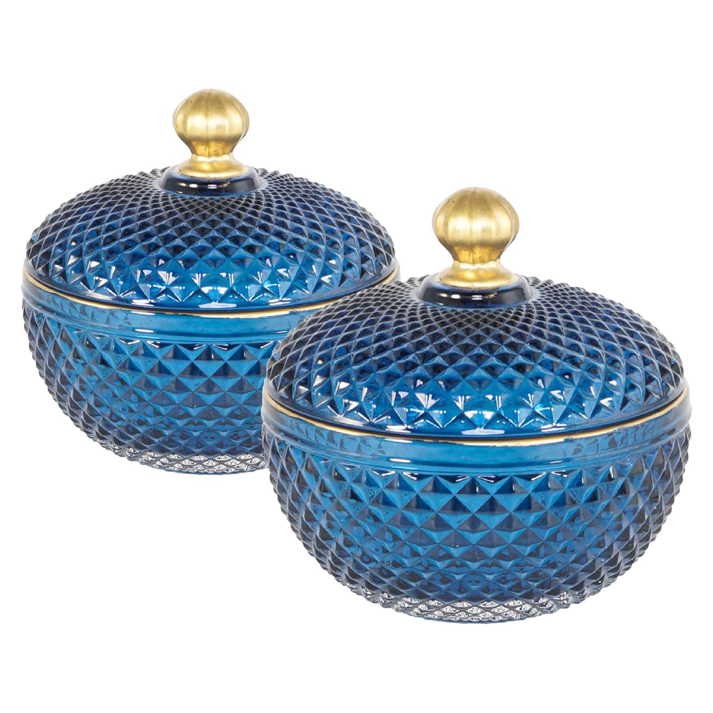 Candy Jar With Lid, Christmas Candy Jar Containers (Set of 2) - Gold / Blue