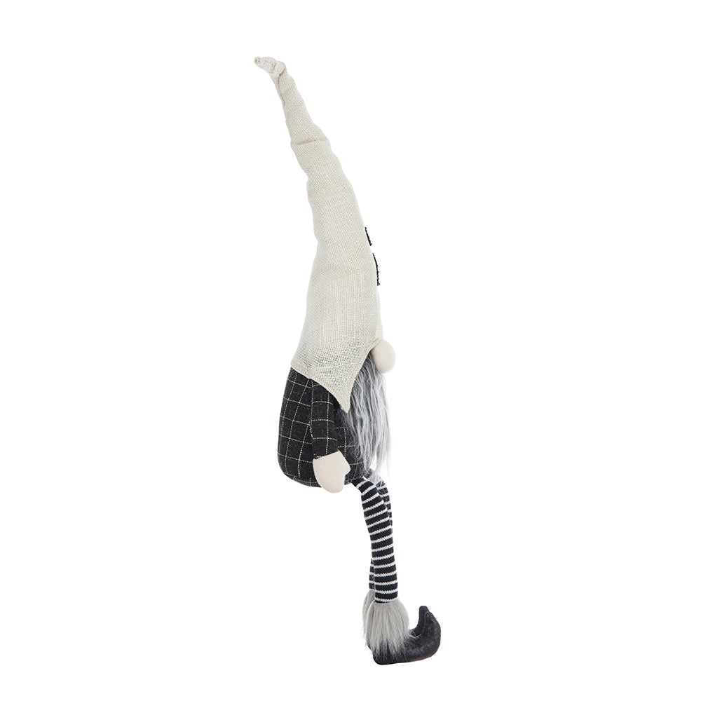 Sitting Gnome With Ghost Hat, For Halloween Decor - Black White