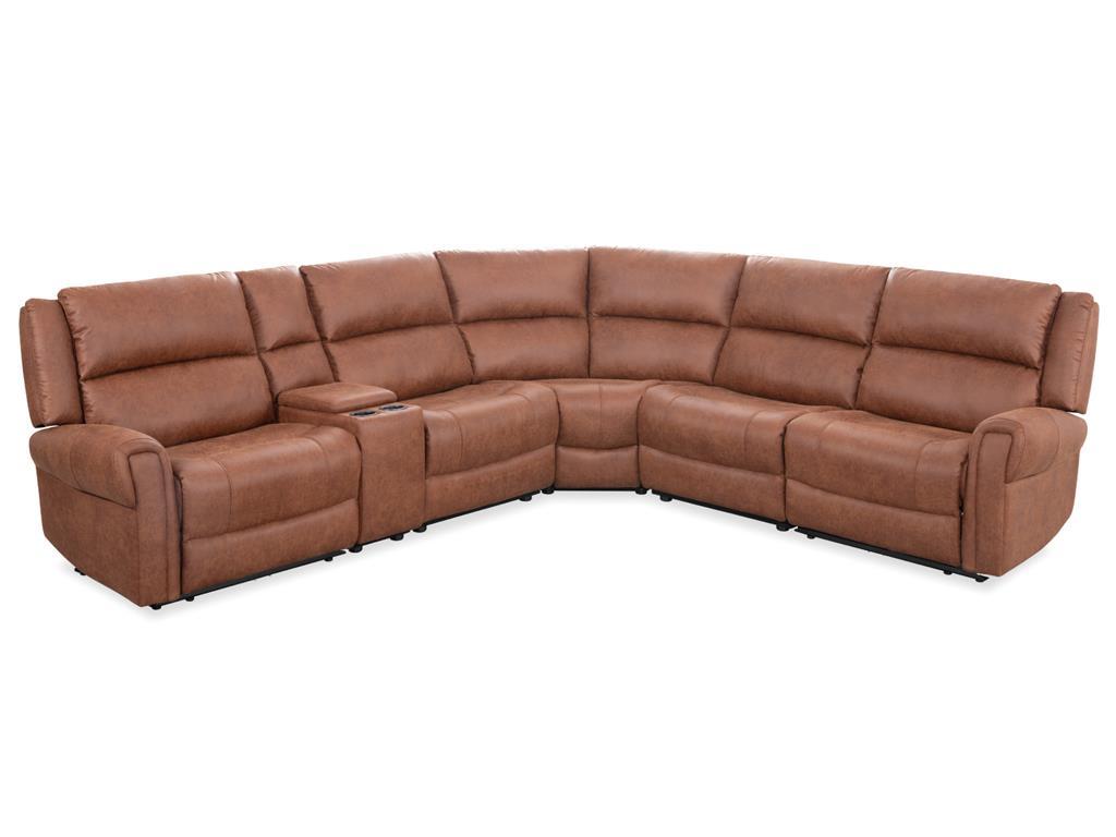 Manwah Left Arm Facing Power Reclining Sectional - Texas Brown
