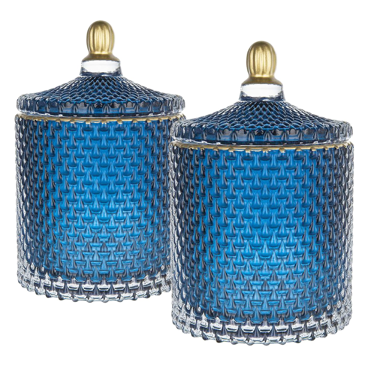 Glass Candy Jar With Lid, Christmas Candy Jar Containers (Set of 2) - Gold / Blue