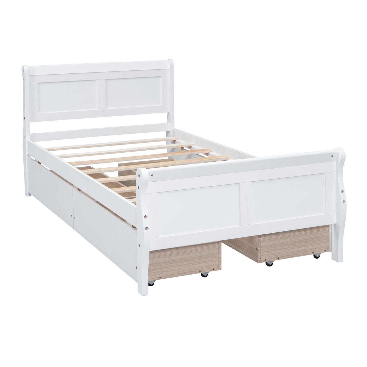 Platform Bed Frame Mattress Foundation Sleigh Bed With Headboard / Footboard / Wood Slat Suppor