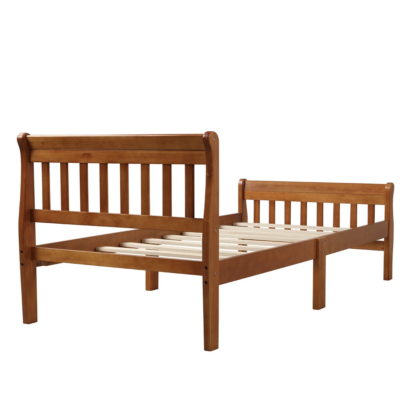 Platform Bed, Mattress Foundation Sleigh Bed With Headboard, Footboard, Slat Support