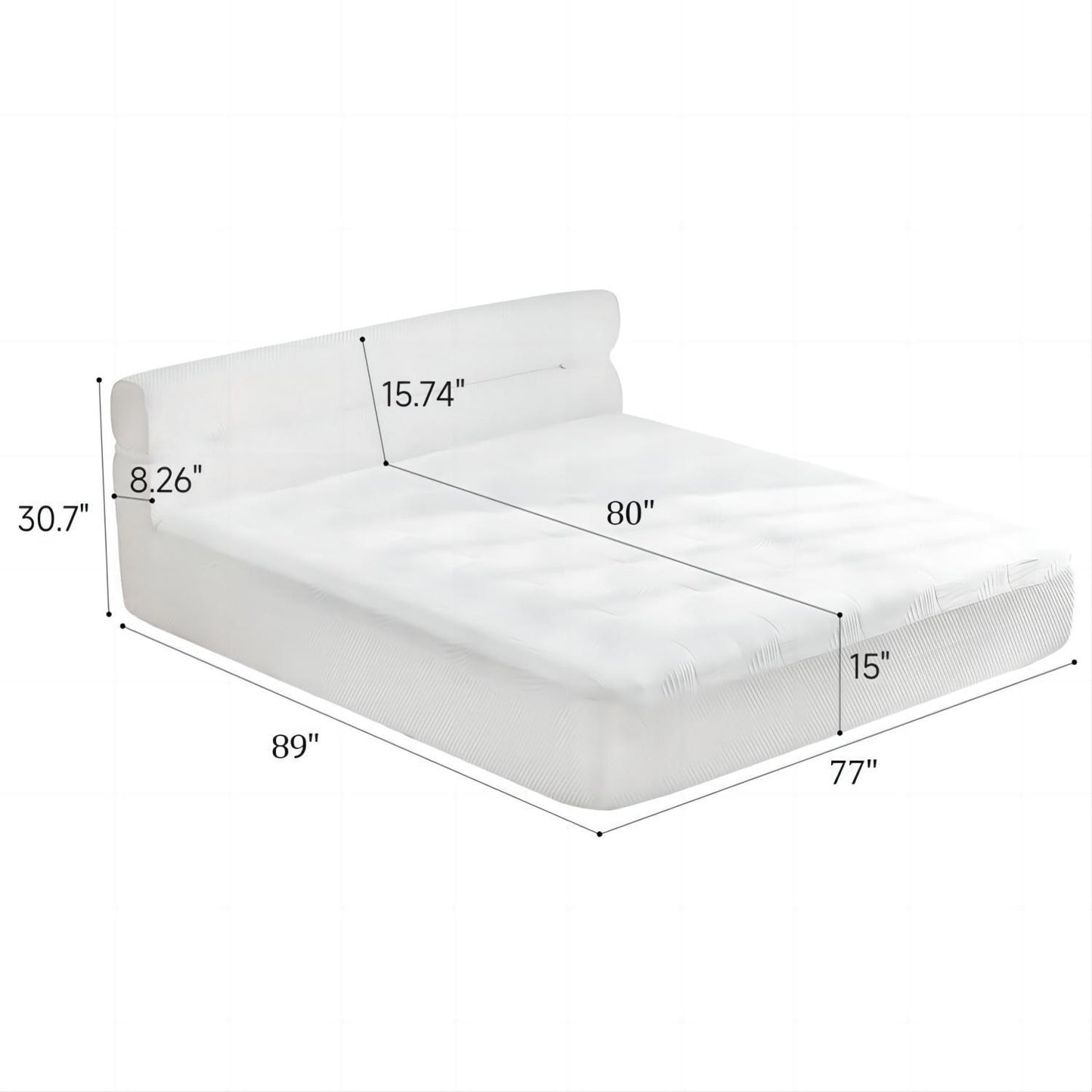 King Mattress & Bed Frame With Cool, Innovative All In One, Pressure Relief, Motion Isolation - White