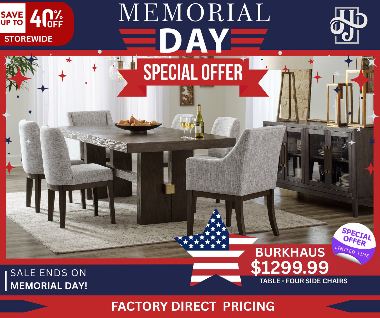Burkhaus Dining Set (Table & 4 Side Chairs) - Memorial Day Sale