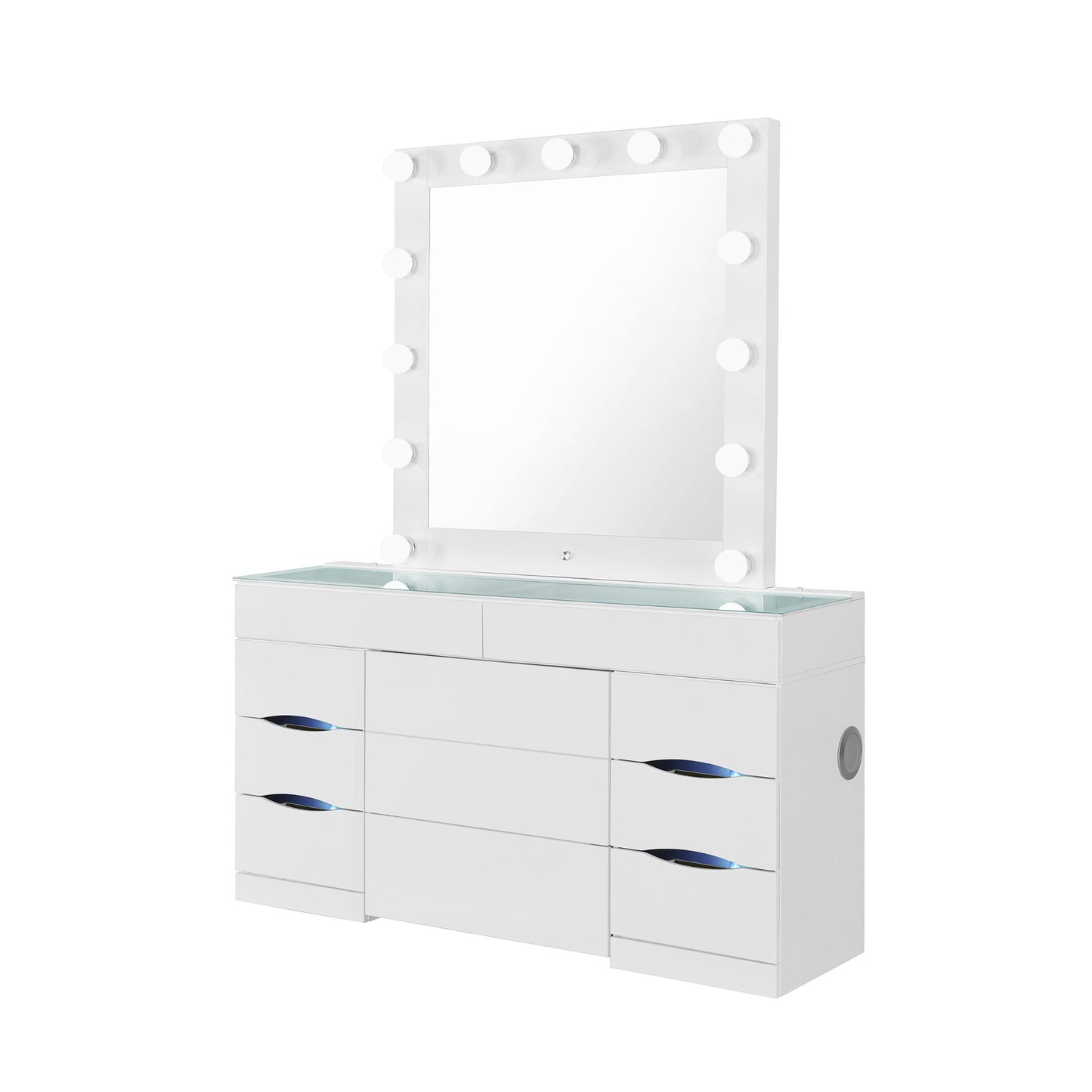 Elisa - Vanity Set With Stool And LED Lights - White