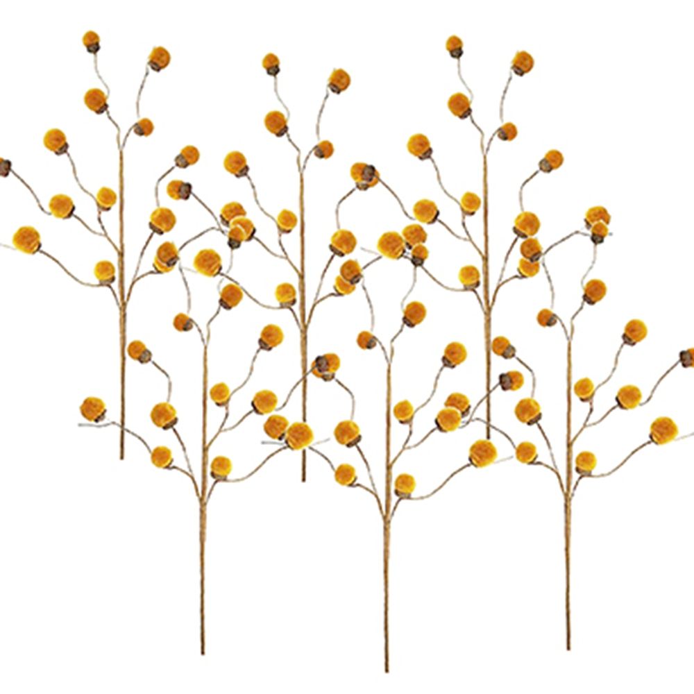 Acorn Spray, Botanicals Decor For Harvest Festival Fall Festival & Thanksgiving Table Decorations (Set of 6) - Yellow