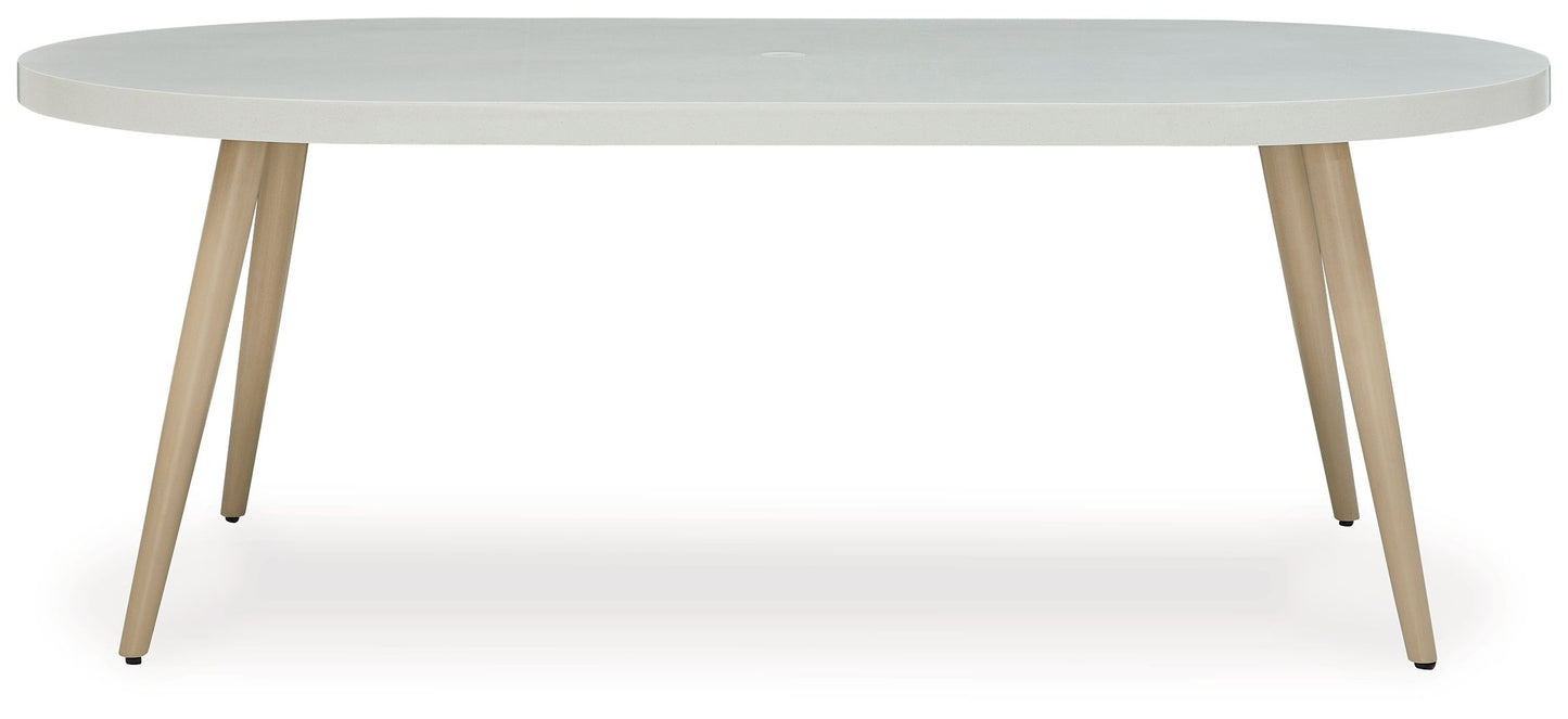 Seton Creek - Oval Dining Table With Umb Opt - White