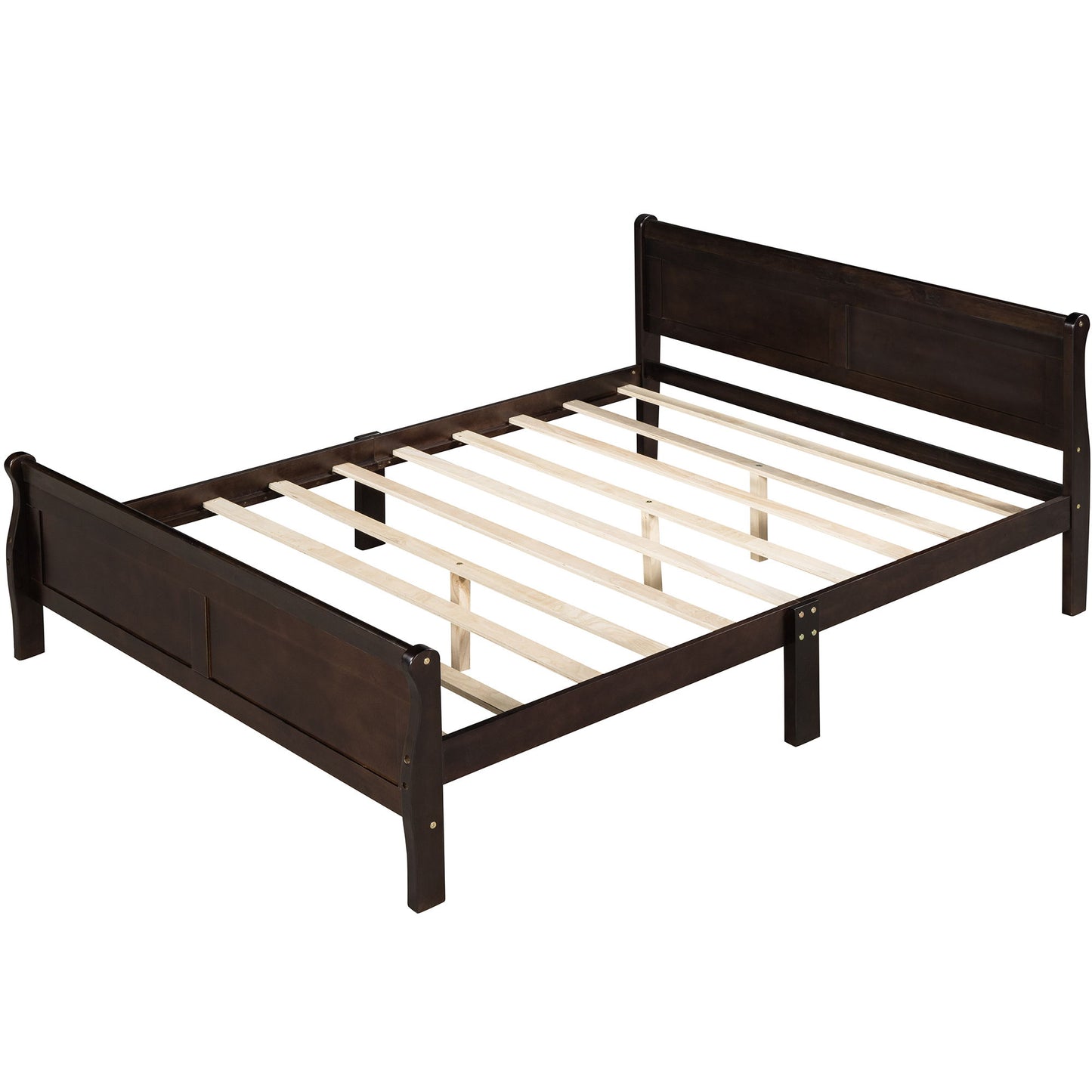 Platform Bed Frame Mattress Foundation Sleigh Bed With Headboard / Footboard / Wood Slat Suppor
