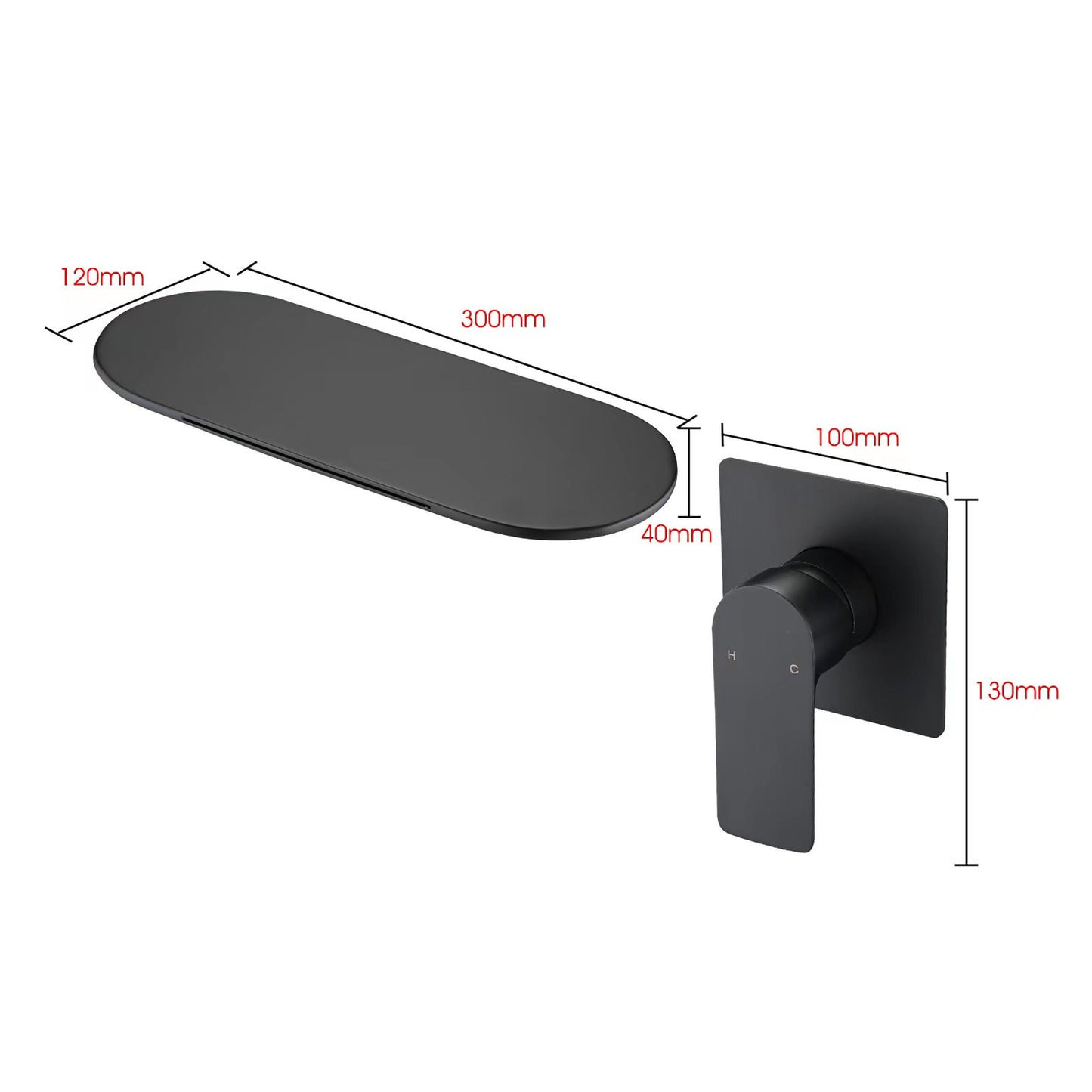 Modern Wall Mount Bathtub Faucet With Single Handle And Waterfall Spout - Matte Black