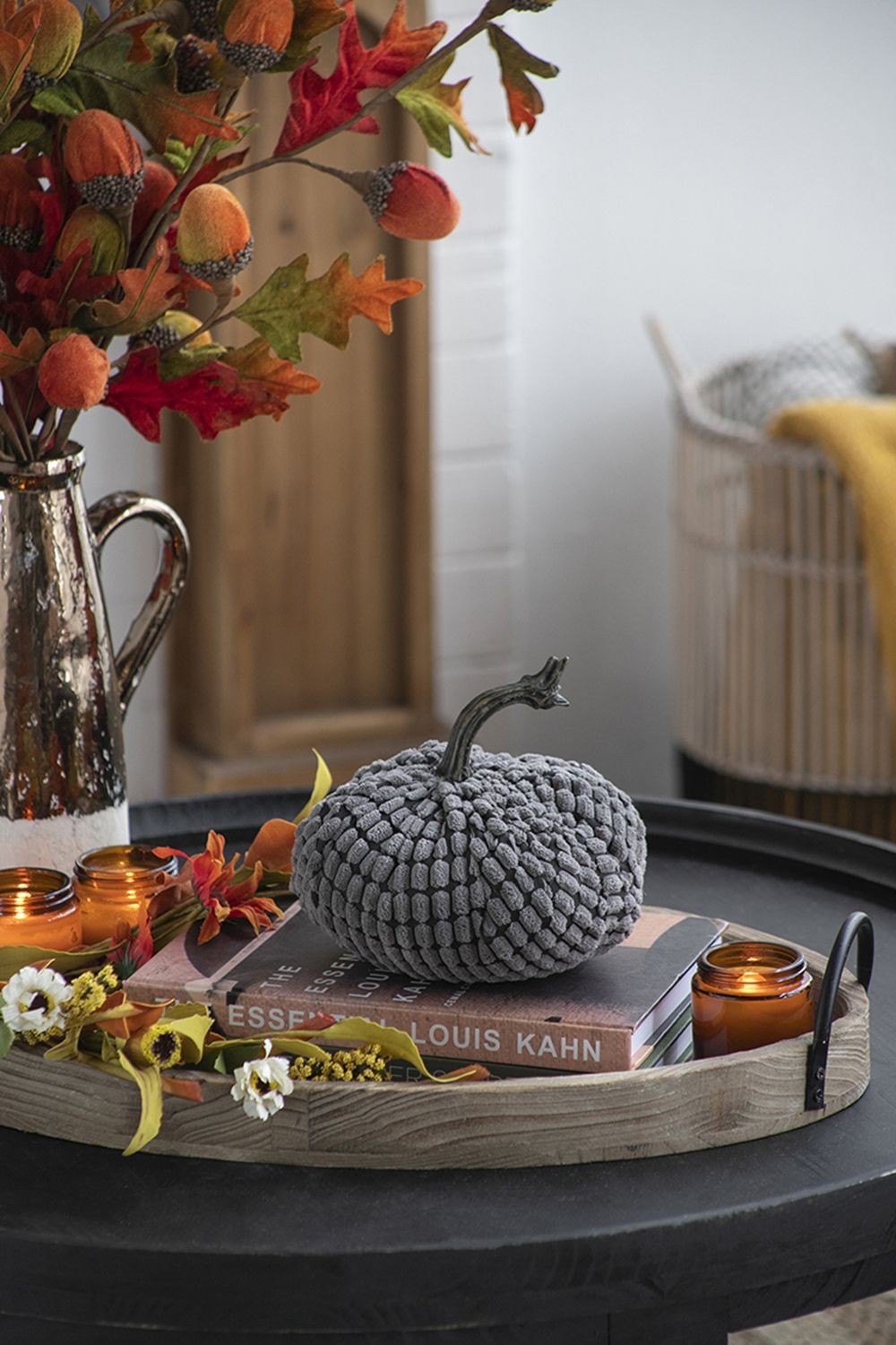 Chenille Weighted Pumpkin Ornament Decor For Holiday Harvest Festival Fall Festival & Thanksgiving