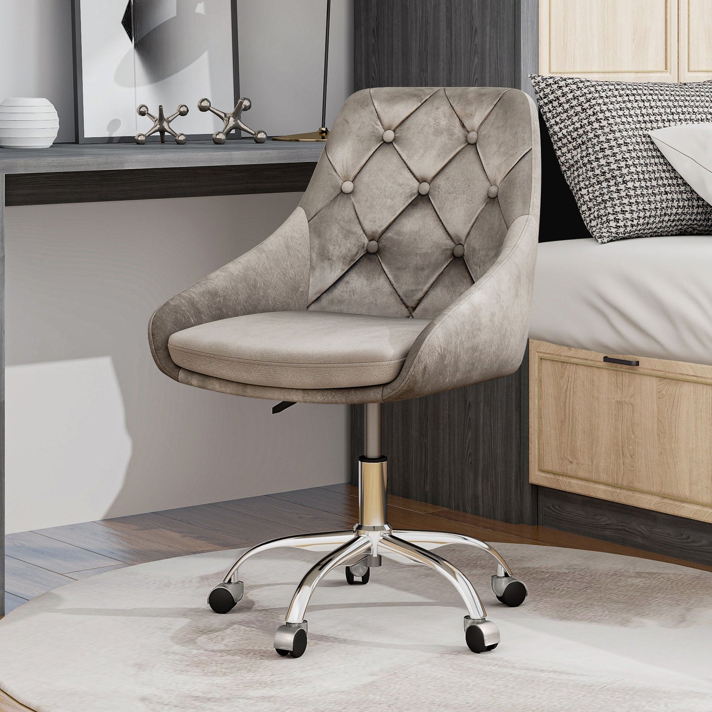 Adjustable And Space-Saving Chair With Golden Electroplated Legs