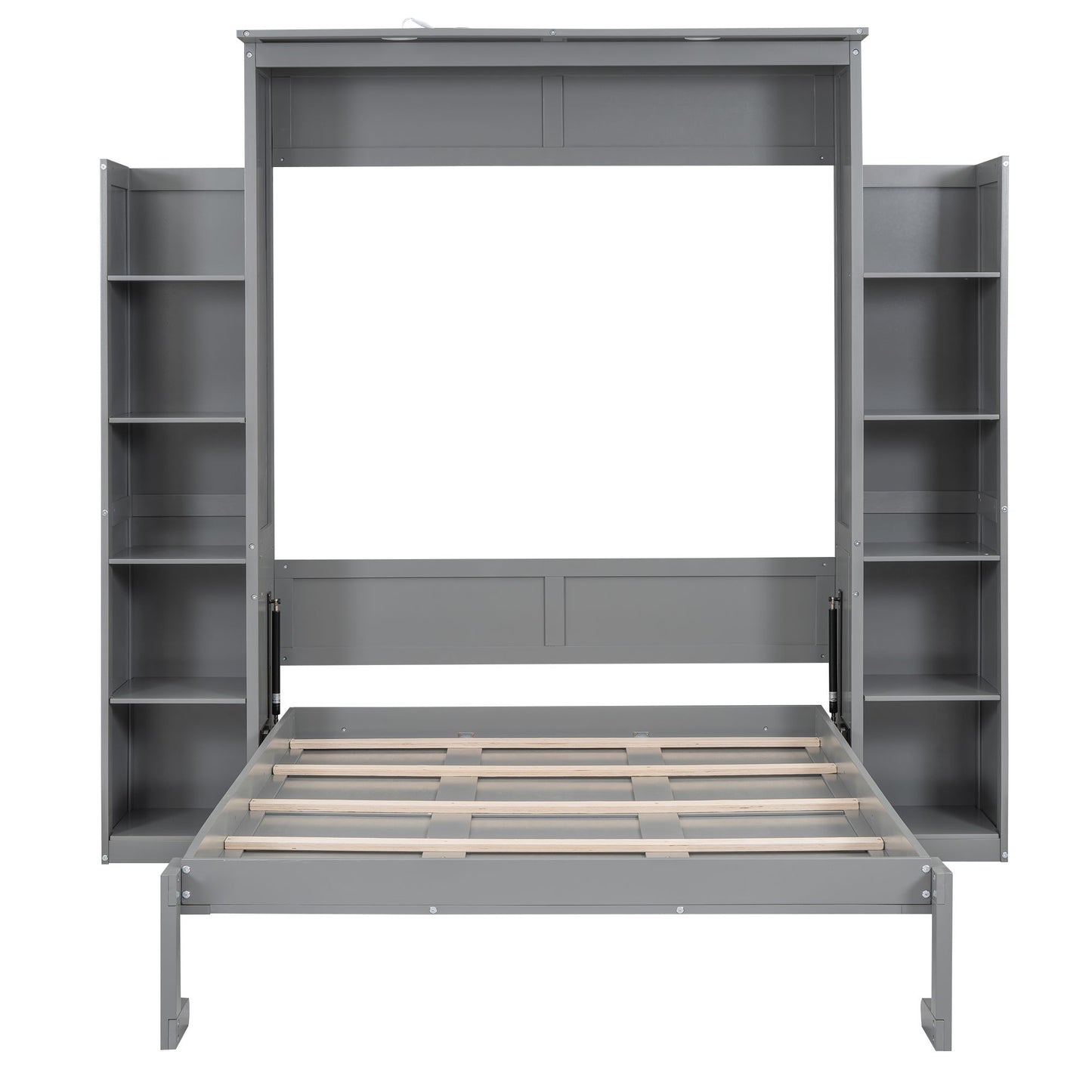 Wall Murphy Bed With Shelves And LED Lights