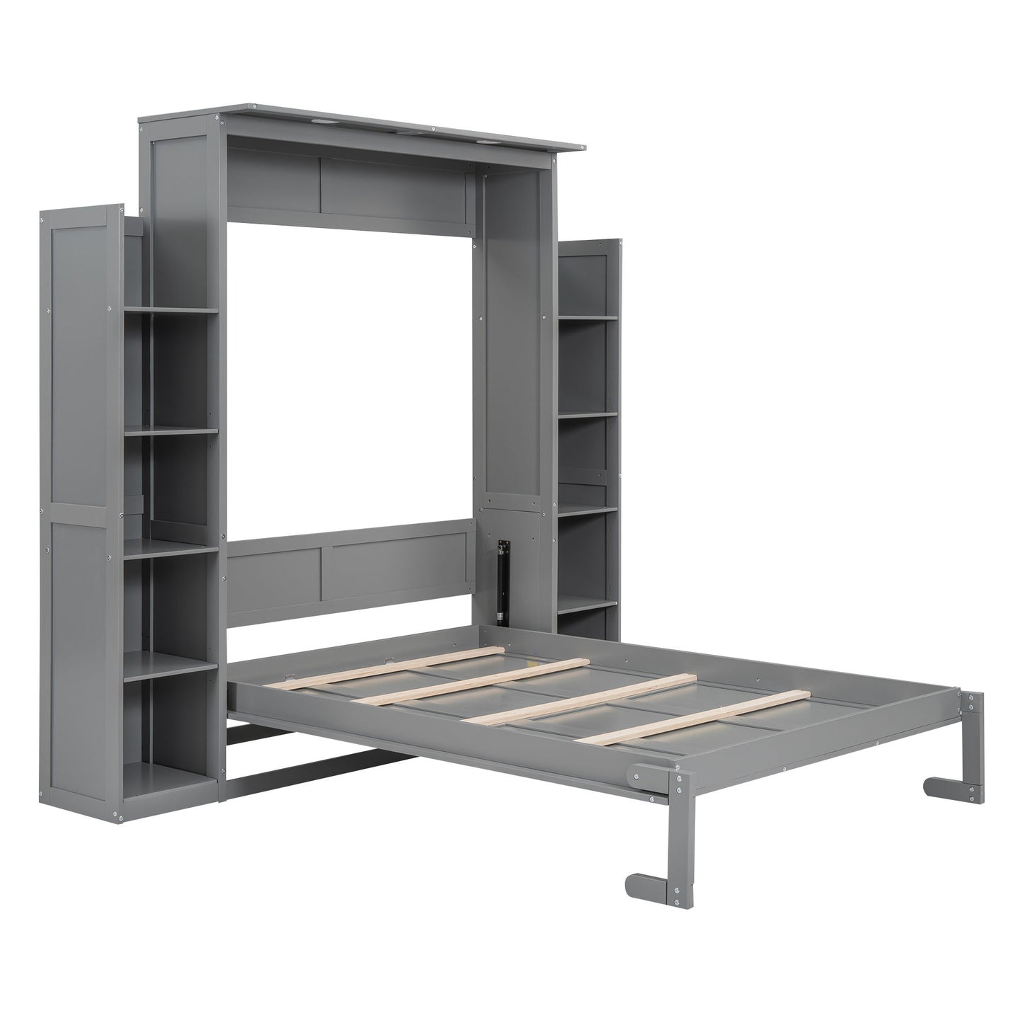 Wall Murphy Bed With Shelves And LED Lights