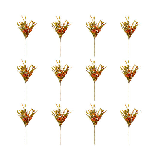 Artificial Flower Picks, Botanicals Decor For Harvest Festival Fall Festival & Thanksgiving Table Decorations (Set of 12) - Green / Orange Multi