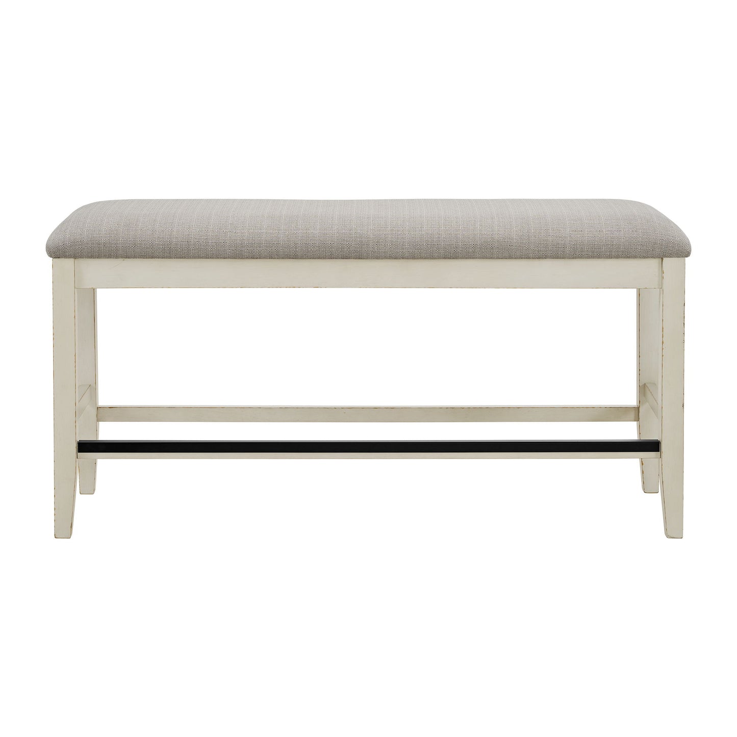 Bellevue - Counter Bench With Beige Fabric - Antique White