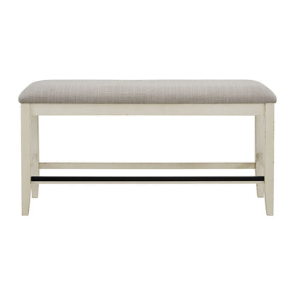 Bellevue - Counter Bench With Beige Fabric - Antique White
