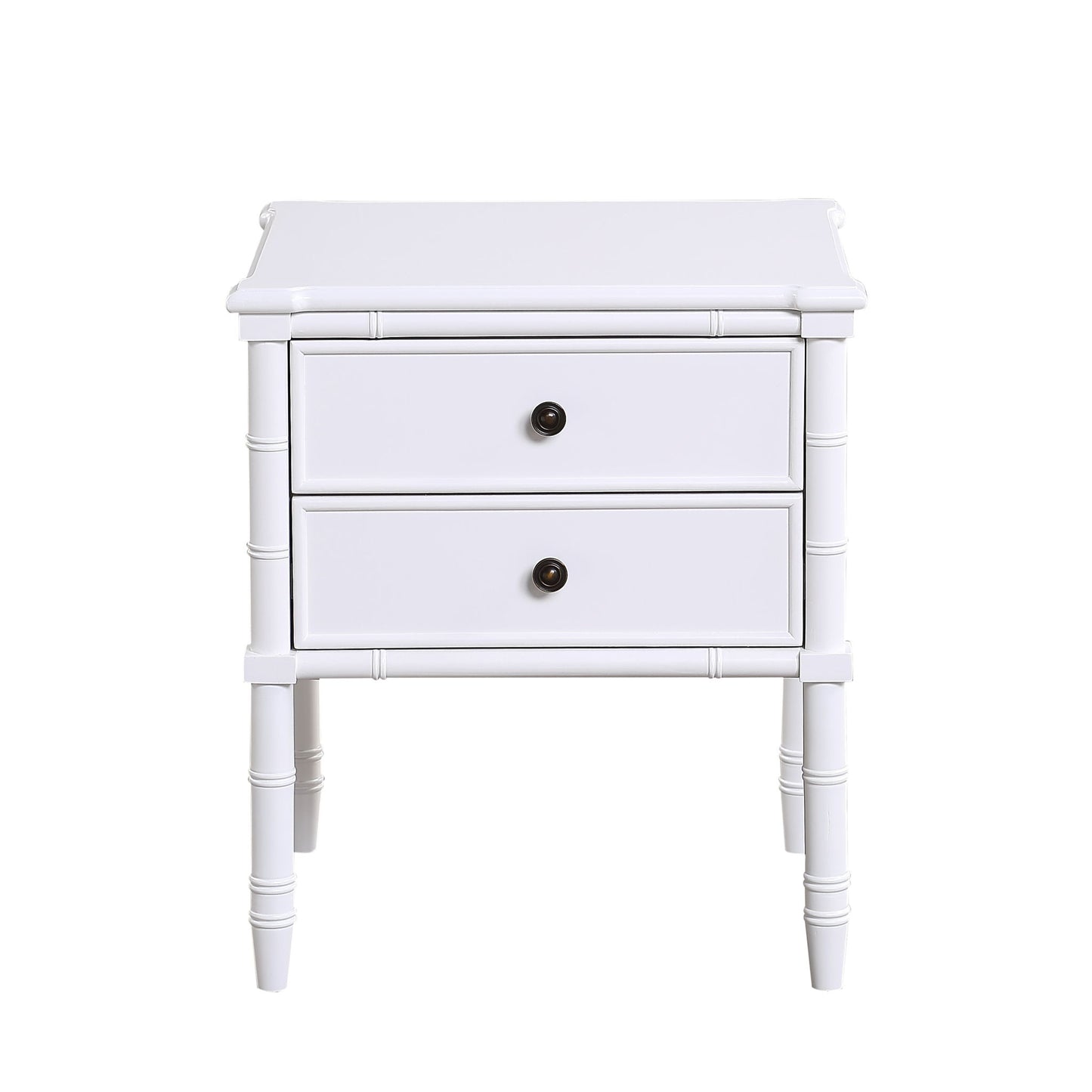 Emmett - 2 Drawer Nightstand With Carved Legs - White