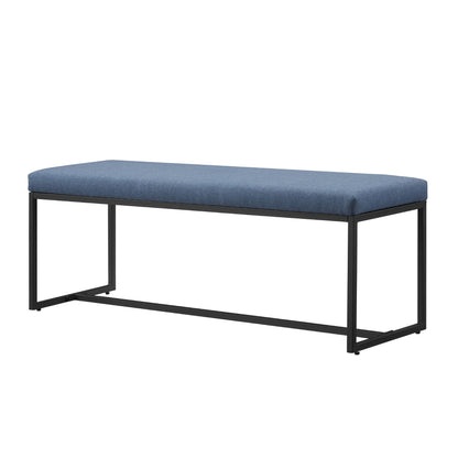 Modern Cushioned Upholstered Entry Bench With Base - Denim
