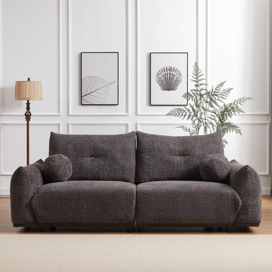 2 Seater Cushion Sofa With 2 Cushions And 2 Ball Pillows