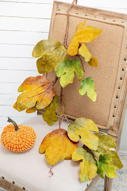 Maple Leaf Spray Green & Mustard, Botanicals Decor For Harvest Festival Fall Festival & Thanksgiving Table Decorations (Set of 12) - Green / Mustard
