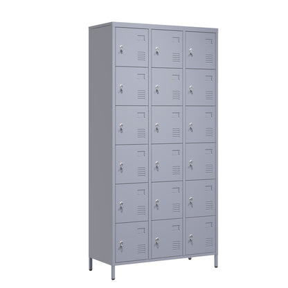 Lockers 18 Door With Lock For Employees, Storage Cabinet For Home Gym Office School Garage - Gray