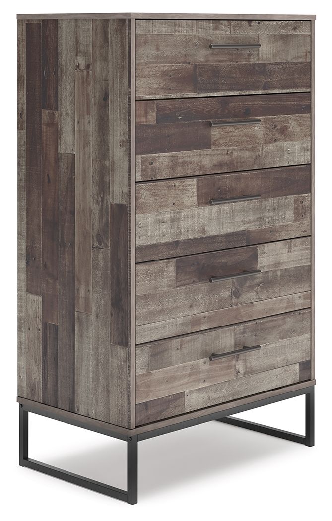 Neilsville - Five Drawer Chest - Black / Gray