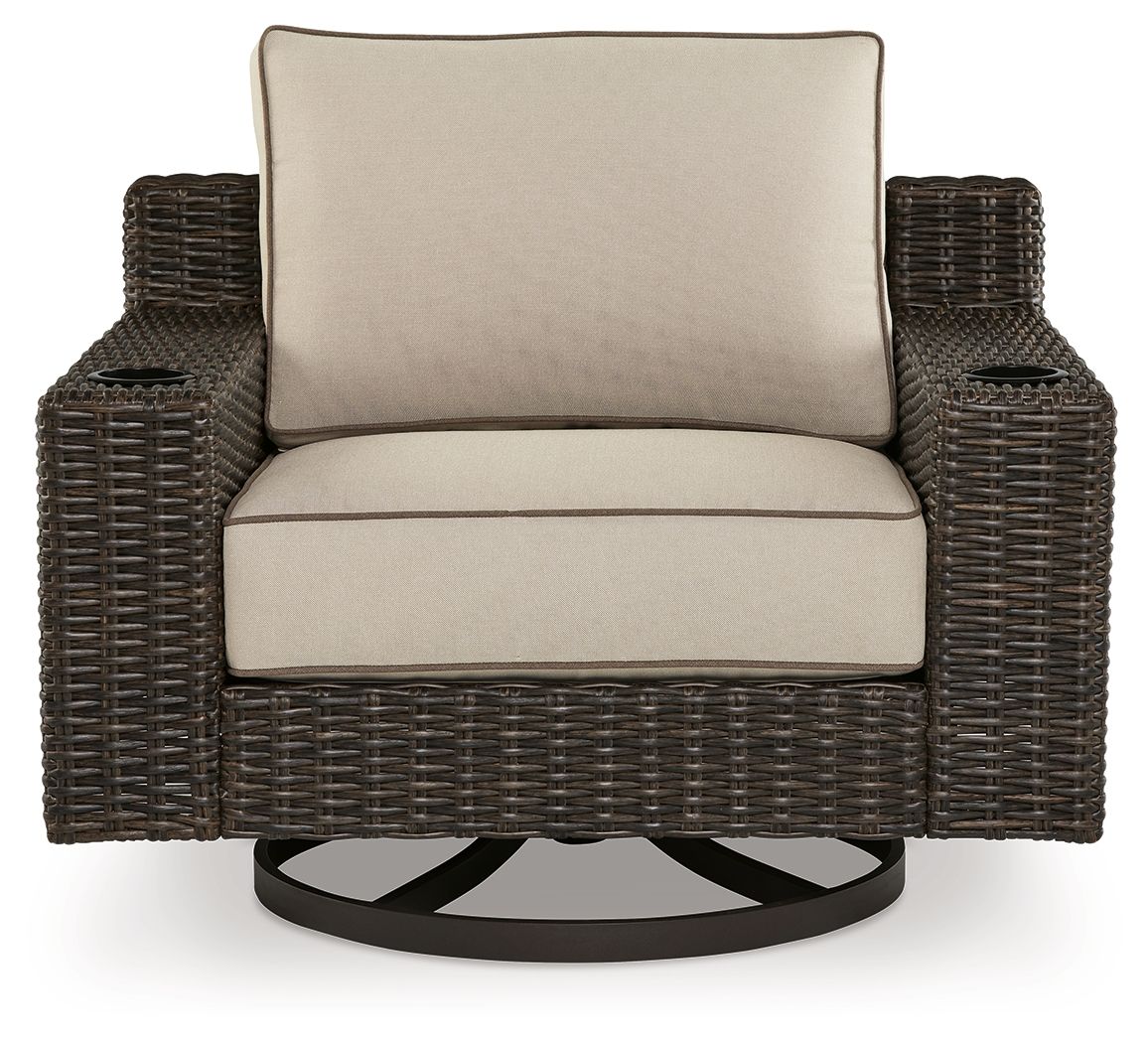 Coastline Bay - Swivel Lounge W/ Cushion - Brown