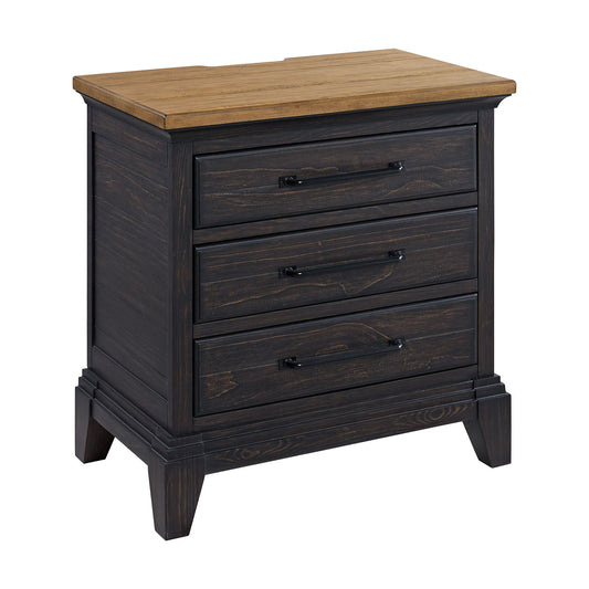 Montrose - Nightstand With Charger & Sensor Light - Espresso & Brown