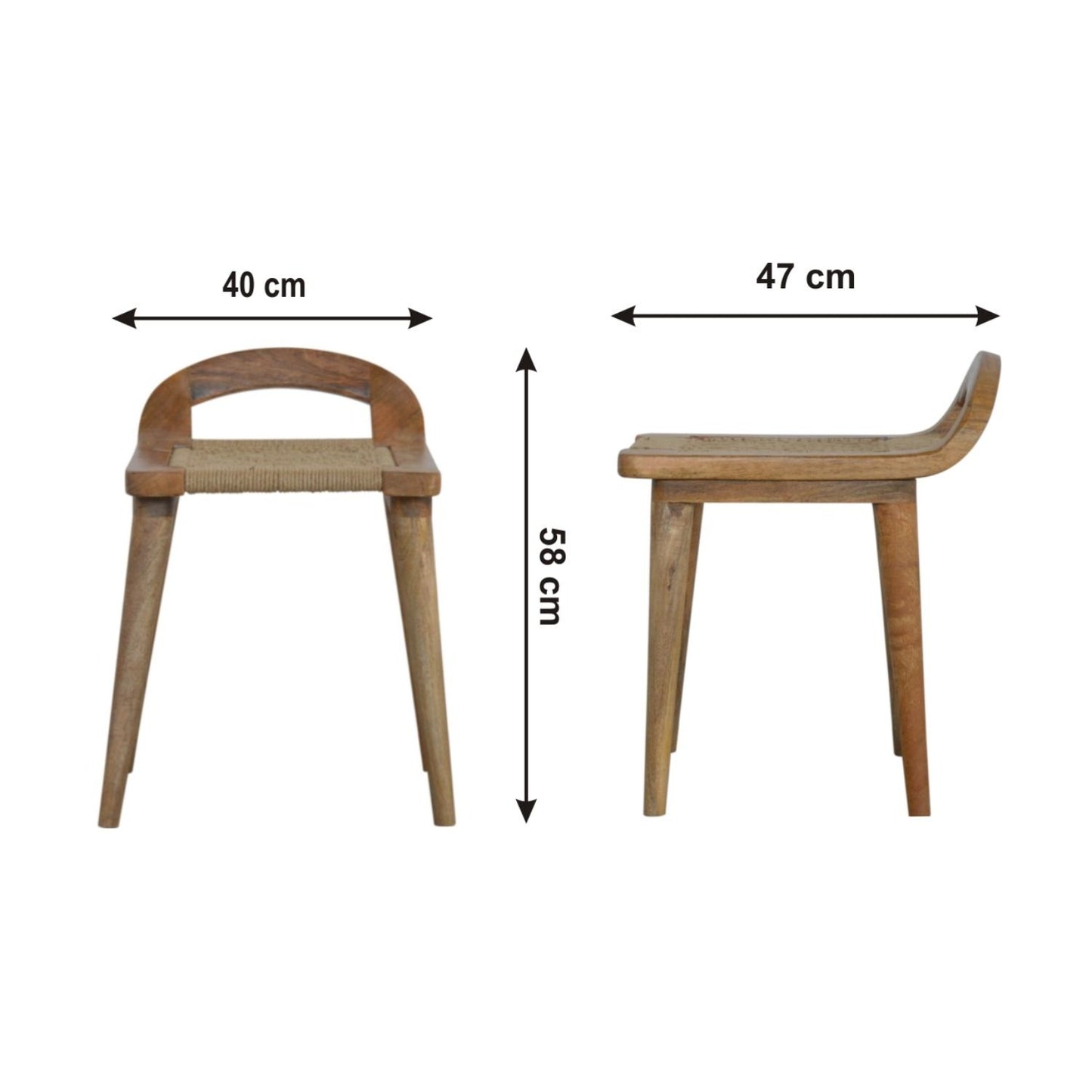 Woven Raised Back Stool - Oak
