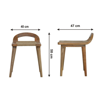 Woven Raised Back Stool - Oak