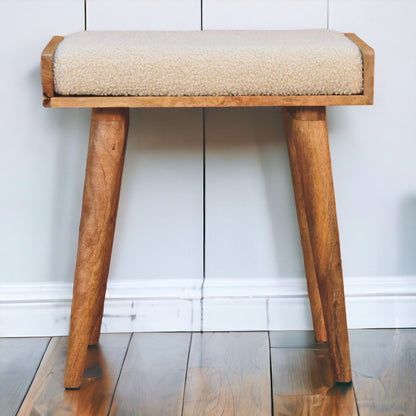 Boucle Tray Style Footstool - Cream