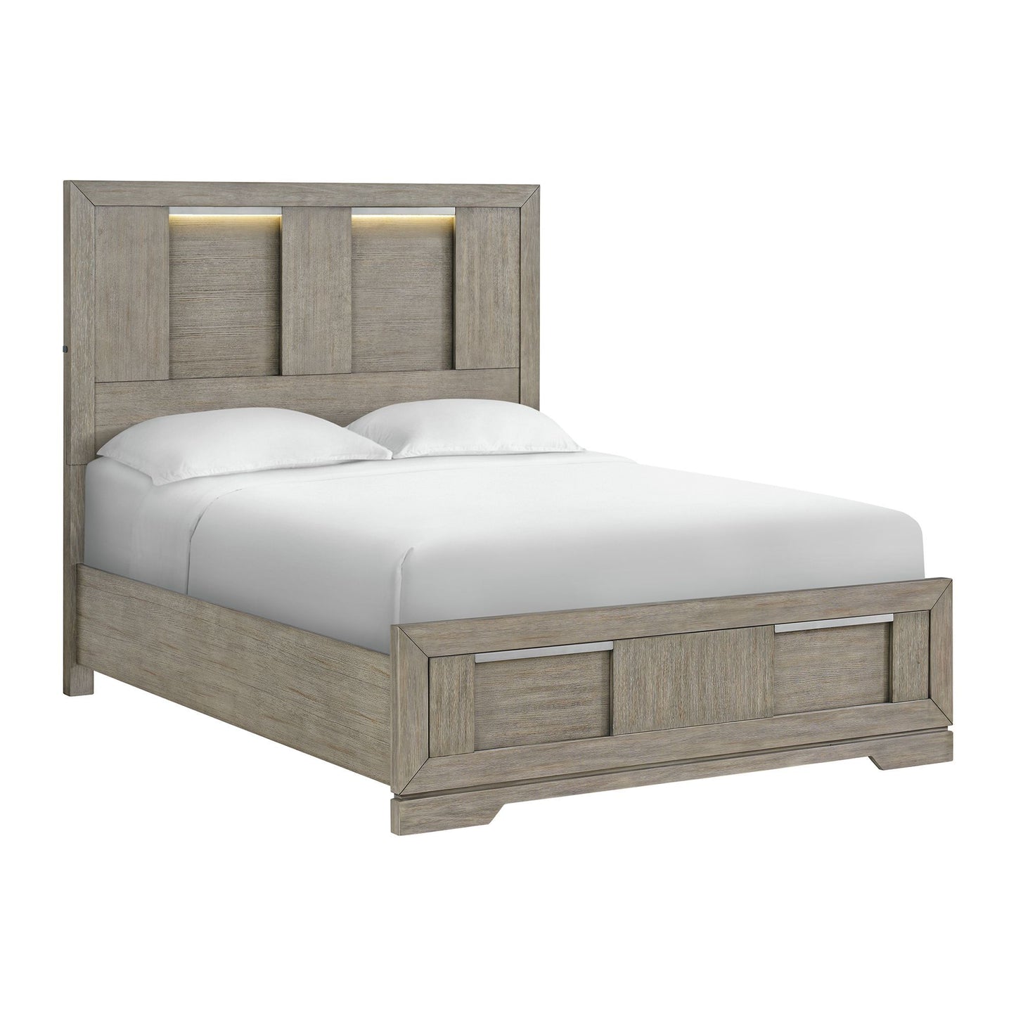Kelis - 4 Piece Bedroom Set With Queen Panel Bed And LED - Gray