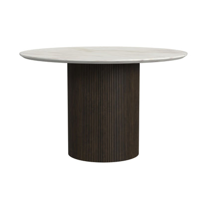 Sylvie - Round Dining Table (Top With Faux Marble And Base) - Dark Brown / White