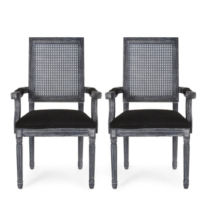 Elegant French Country Style Dining Chair With Cane Backrest