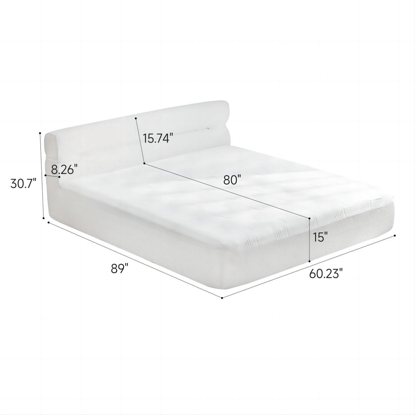 Queen Mattress & Bed Frame With Cool, Innovative All In One, Pressure Relief, Motion Isolation - White