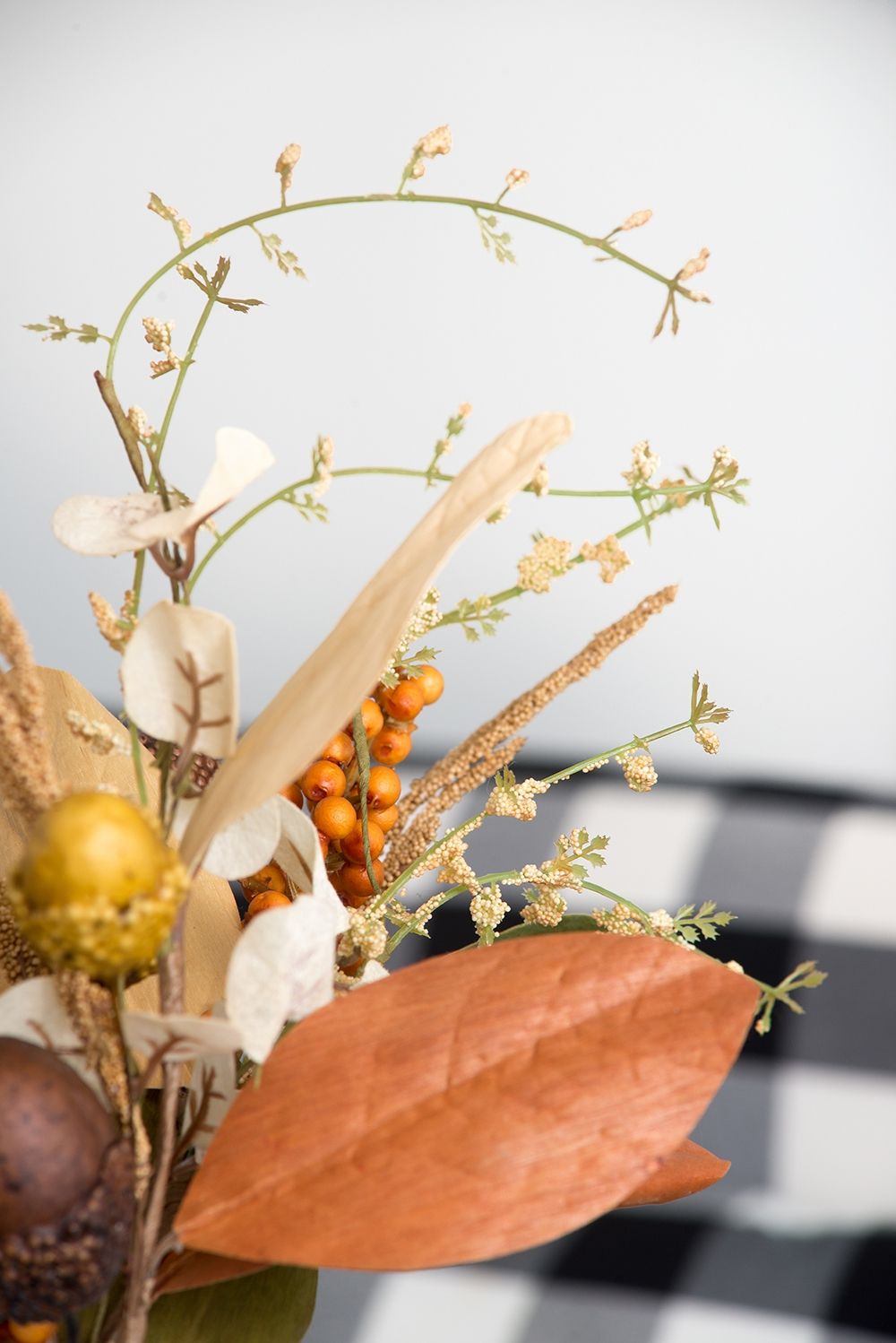 Harvest Acorn / Berry Spray, Botanicals Decor For Harvest Festival Fall Festival & Thanksgiving Table Decorations (Set of 12) - Green / Orange Multi