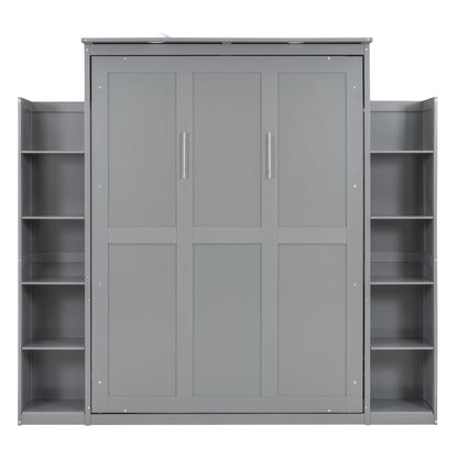 Wall Murphy Bed With Shelves And LED Lights