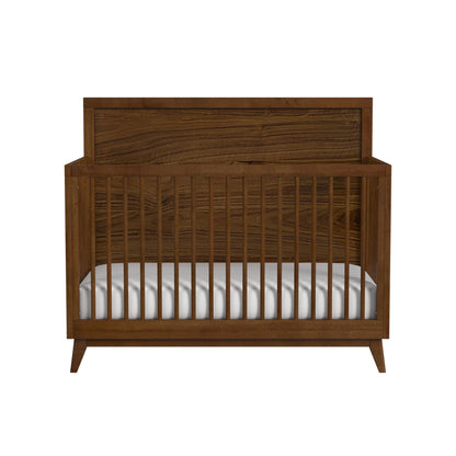 Malia - Crib With High Headboard And Guardrail - Walnut