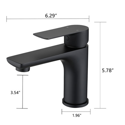 Modern Bathroom Sink Faucet Single Handle Brass Countertop Mount - Matte Black