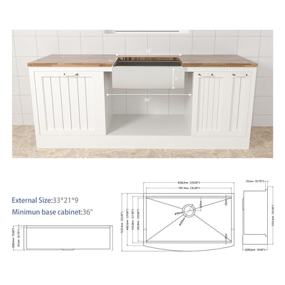Classic Ceramic Farmhouse Sink Workstation Single Bowl With Durable Finish