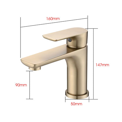 Modern Single Handle Lavatory Basin Sink Faucet With Aerated Stream - Brushed Gold