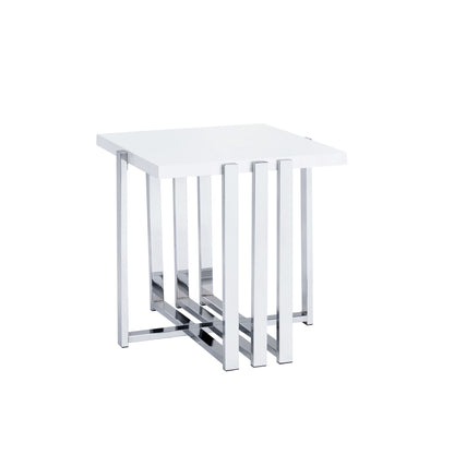 Cable - End Table - White / Silver