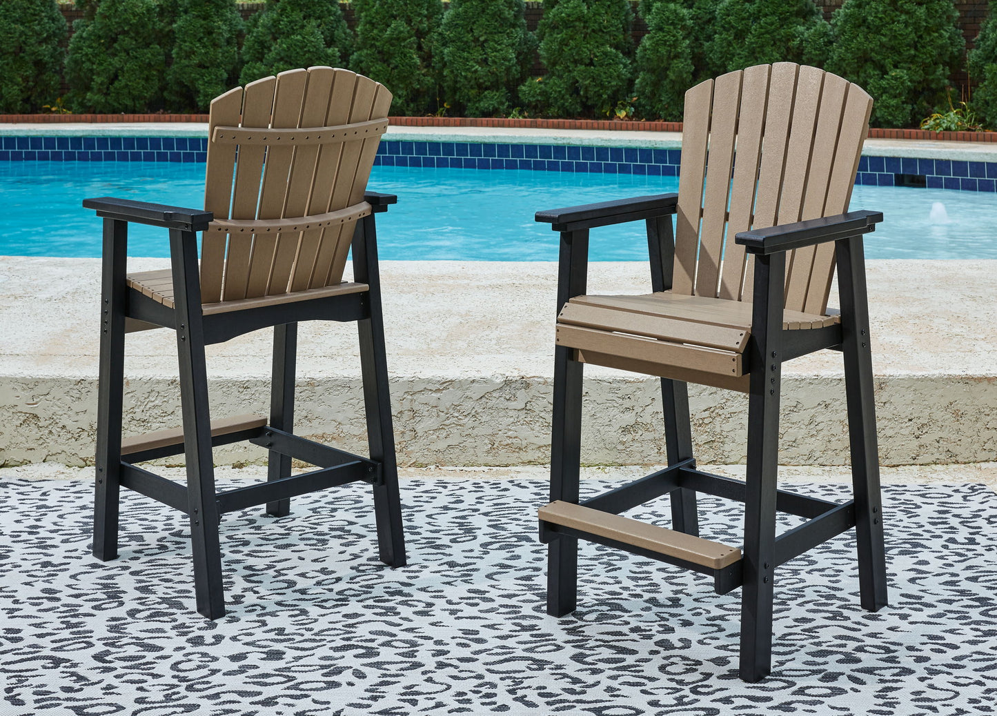 Fairen Trail - Tall Barstool (Set of 2) - Black / Driftwood